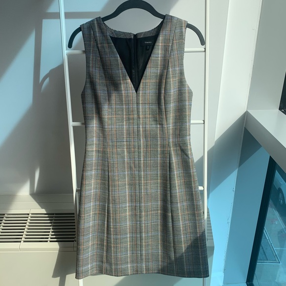 Theory Plaid Wool Sheath Dress Size 2 XS/S Work - Picture 2 of 6